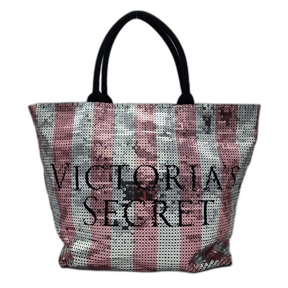 Victoria's Secret Sequin Striped Weekender Tote Bag - Picture 1 of 11
